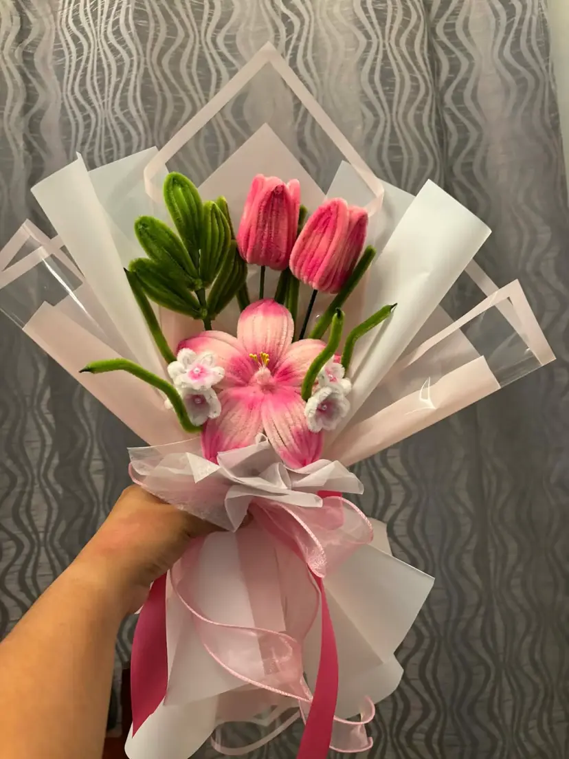 Pink Tulip Bouquet by Fleurkraft