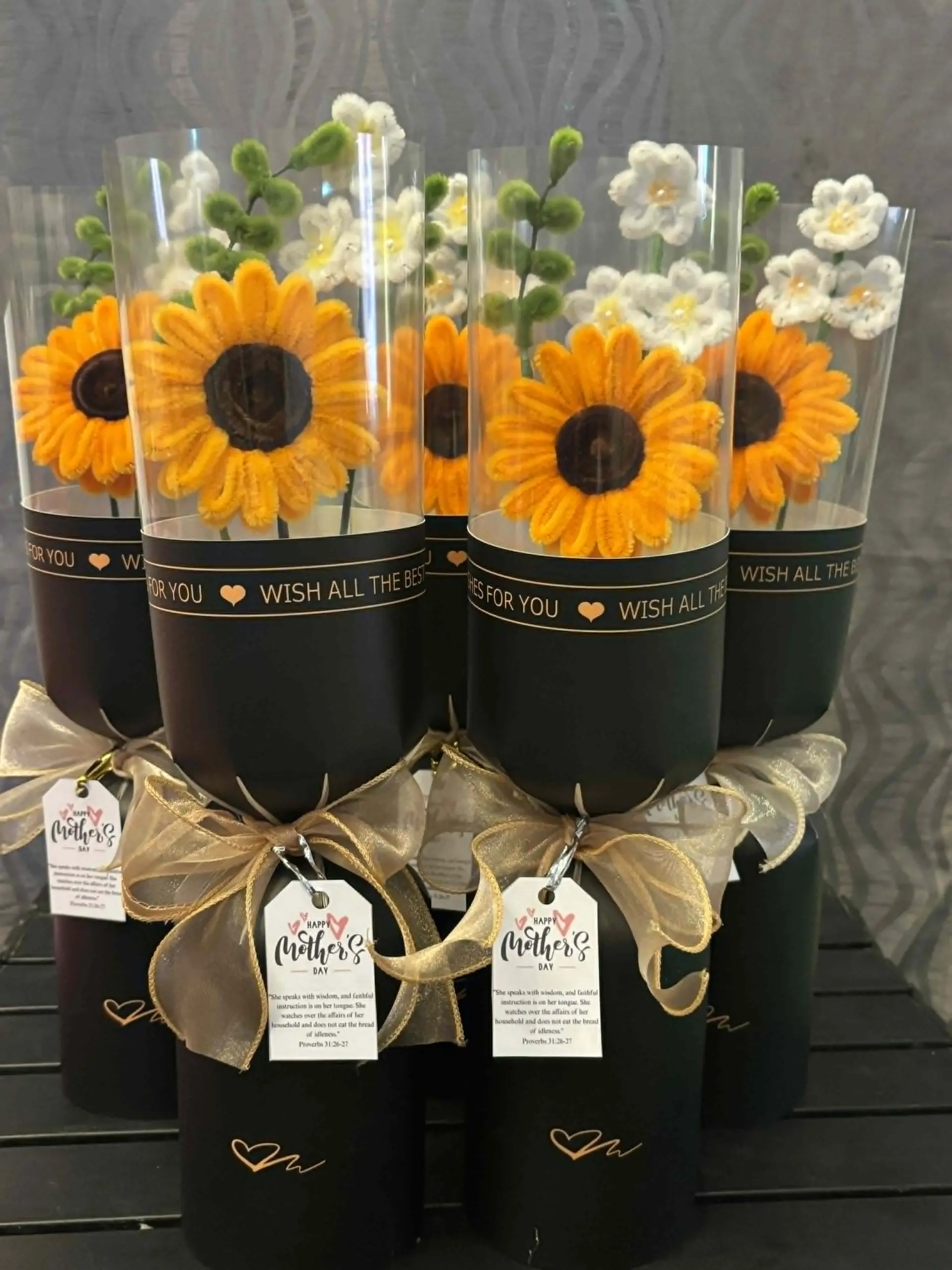 FleurKraft Mother's Day sunflower fuzzy wire bouquet in cylinder — Cebu