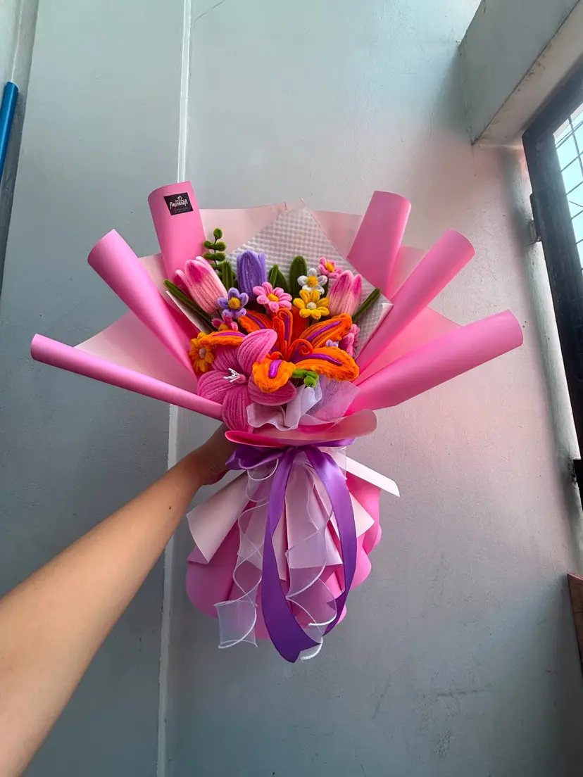 Pink & Orange Mixed Bouquet by Fleurkraft